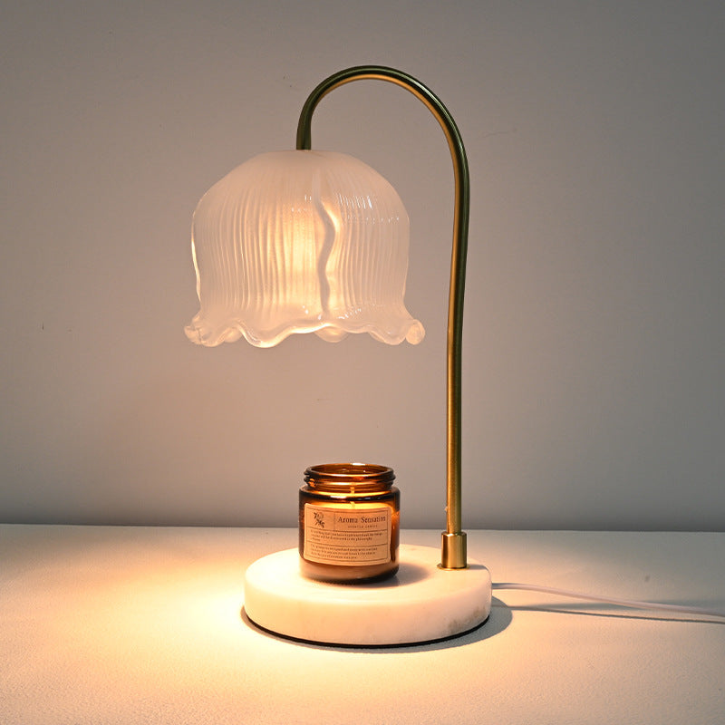 Vintage-Glass-Bell-Shade Marble-Base Table Lamp | Kelmera