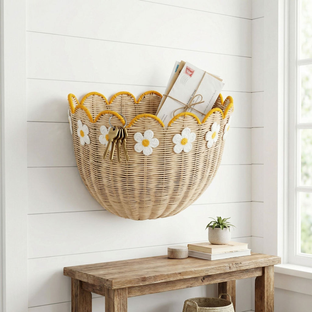 Wall Basket with Floral Pattern | Kelmera