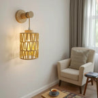 Wall Lamp Woven Natural Fiber Wood | Kelmera