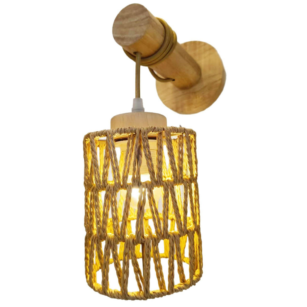 Wall Lamp Woven Natural Fiber Wood | Kelmera