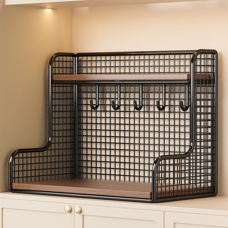 Wall-Mounted Double Shelf Organizer with Hooks | Kelmera