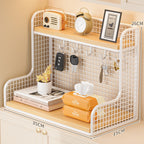 Wall-Mounted Double Shelf Organizer with Hooks | Kelmera