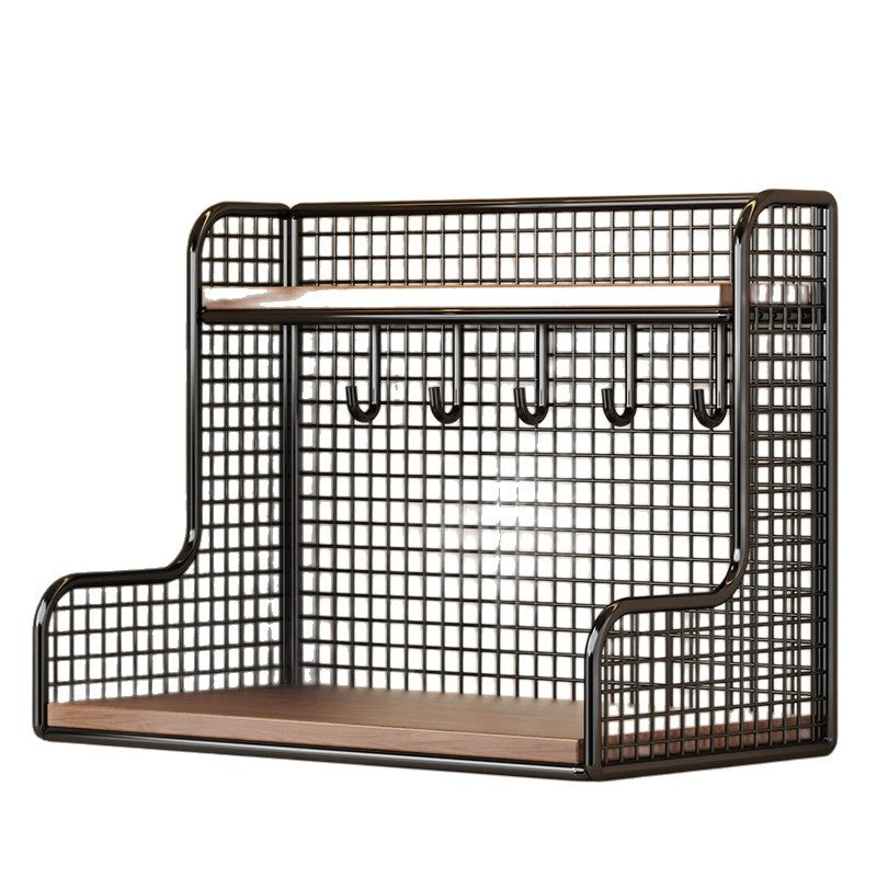 Wall-Mounted Double Shelf Organizer with Hooks | Kelmera