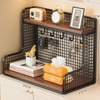 Wall-Mounted Double Shelf Organizer with Hooks | Kelmera