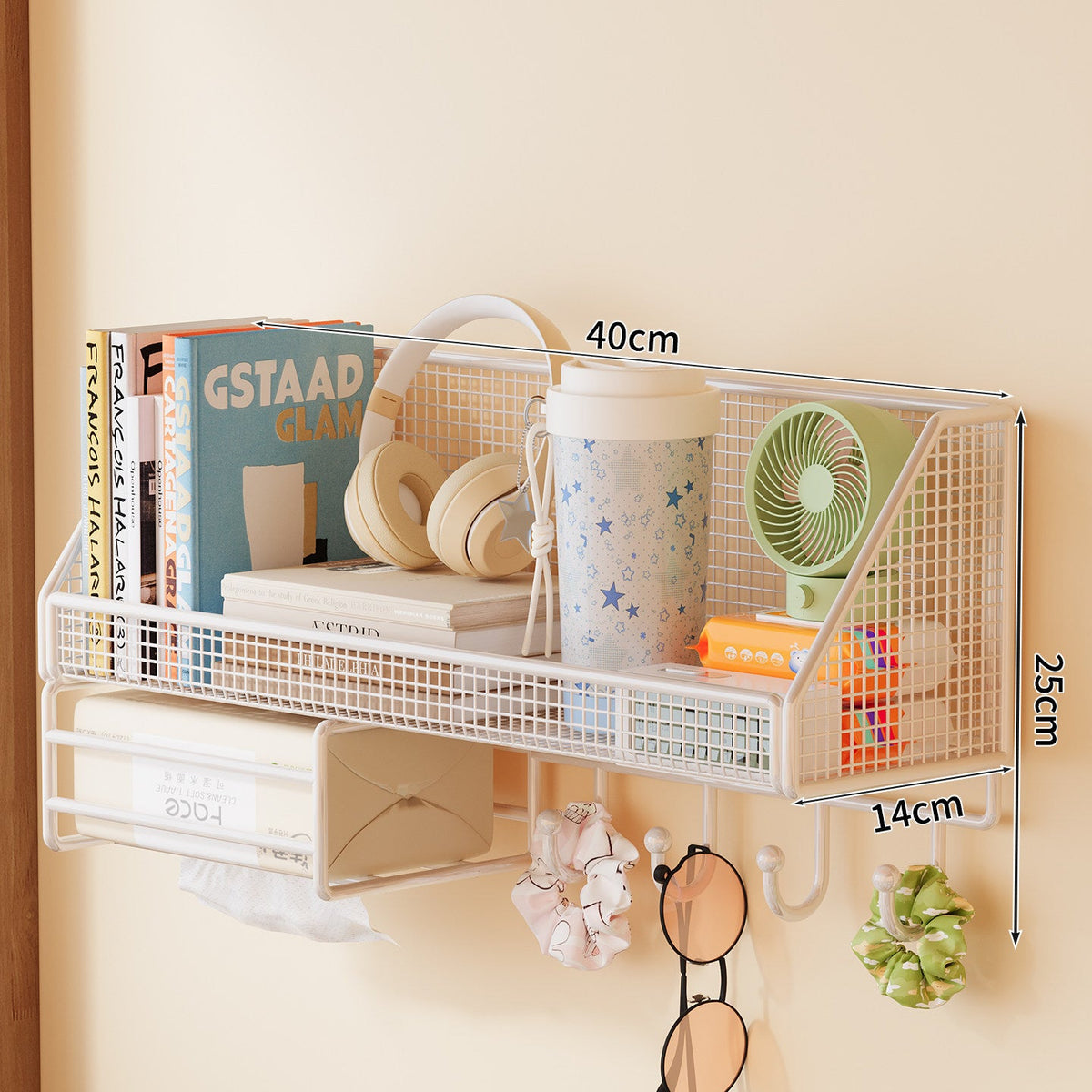 Wall-Mounted Mesh Storage Shelf | Kelmera