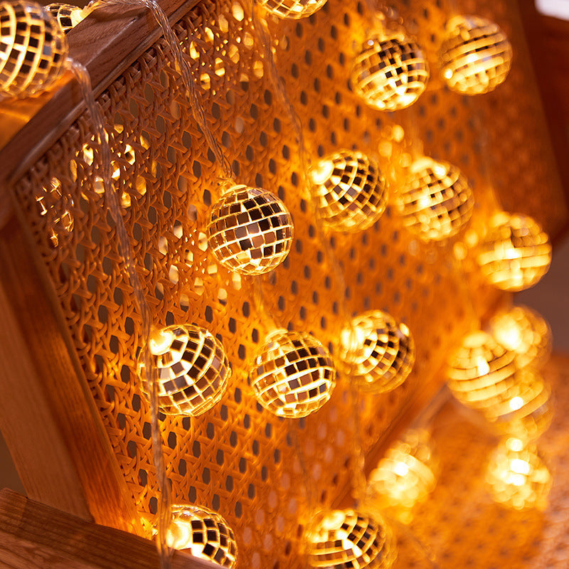 Warm LED Mirror Mosaic Ball Decorative String Lights | Kelmera