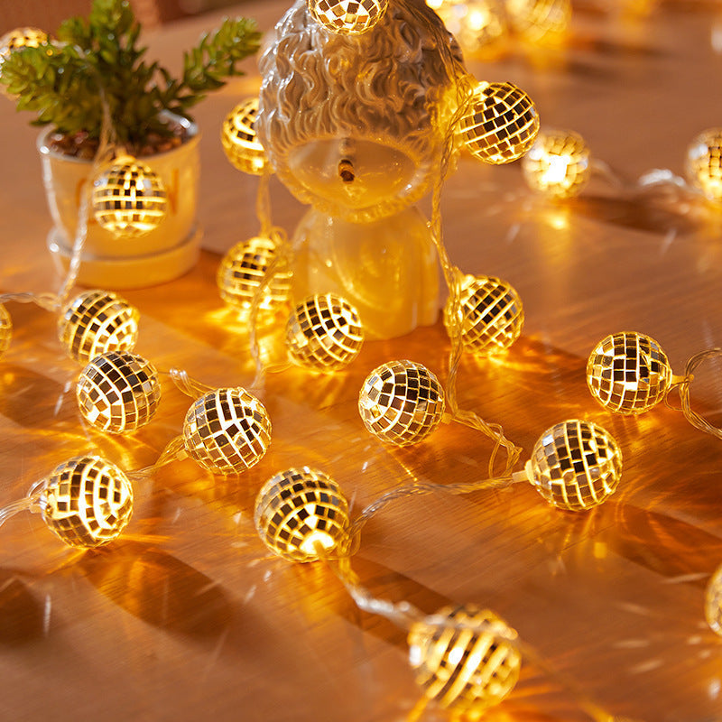 Warm LED Mirror Mosaic Ball Decorative String Lights | Kelmera