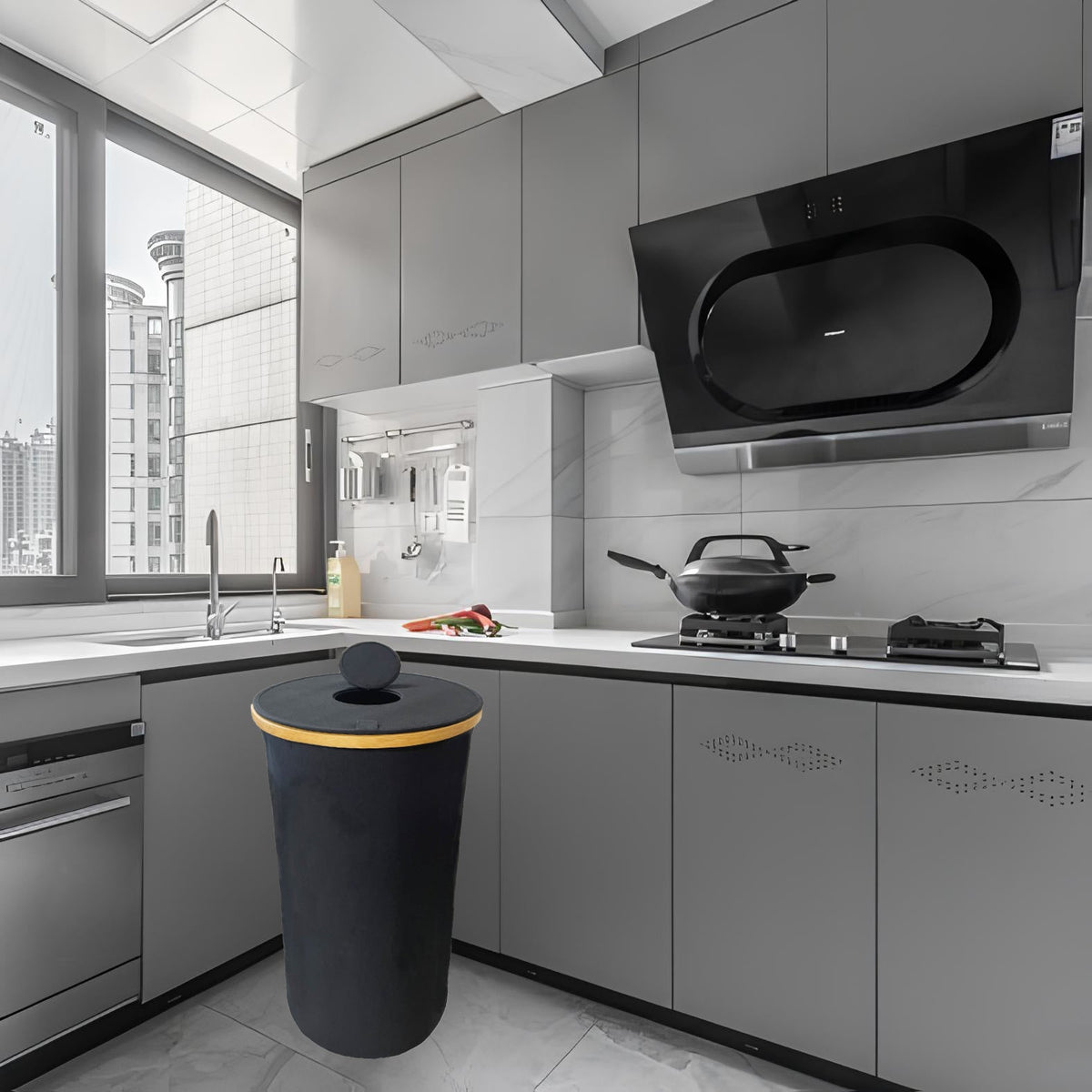 Waste Bin with Bamboo Lid | Kelmera