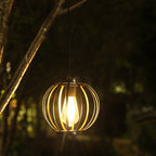 Weatherproof Hanging Solar LED Lanterns for Outdoor Use with Metal Cage, Warm Glass, and Hanging Chain | Kelmera