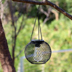 Weatherproof Hanging Solar LED Lanterns for Outdoor Use with Metal Cage, Warm Glass, and Hanging Chain | Kelmera