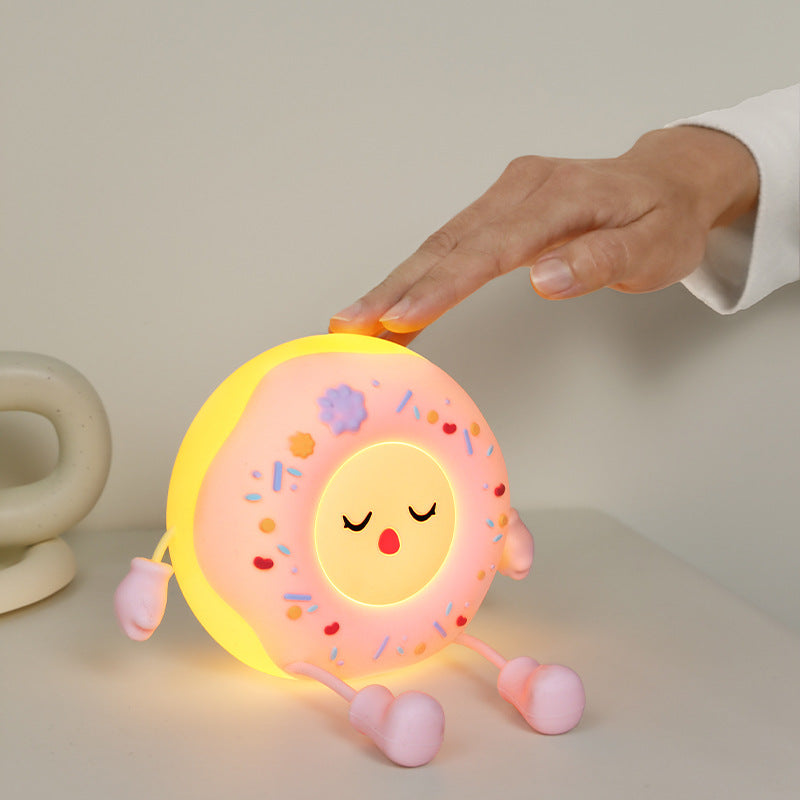 Whimsical Silicone-Shaped LED Night Light in Donut Form with Flexible Limbs | Kelmera
