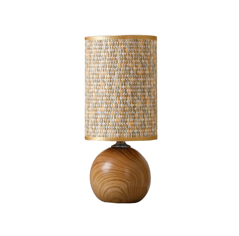 Wood Base Woven Rattan Umbrella Table Lamp | Kelmera