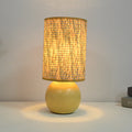 Wood Base Woven Rattan Umbrella Table Lamp | Kelmera