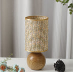 Wood Base Woven Rattan Umbrella Table Lamp | Kelmera