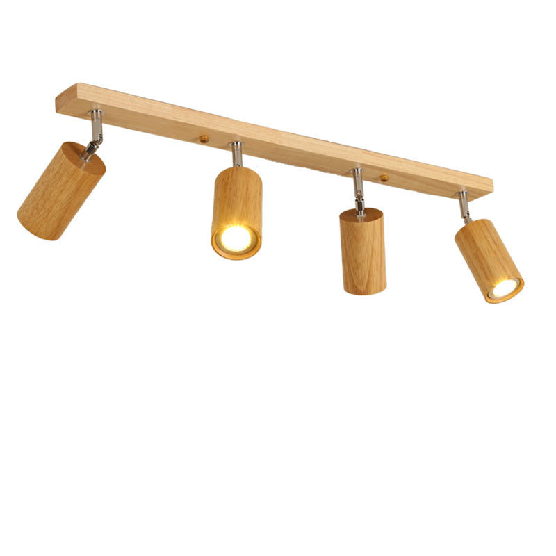 Wood Beam Ceiling Rail with Adjustable Cylinder Spotlights | Kelmera