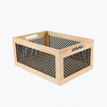 Wood Storage Box with Decorative Mesh Elements | Kelmera