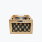 Wood Storage Box with Decorative Mesh Elements | Kelmera