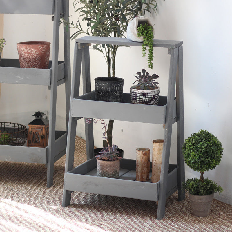 Wooden Shelf Gray White | Kelmera