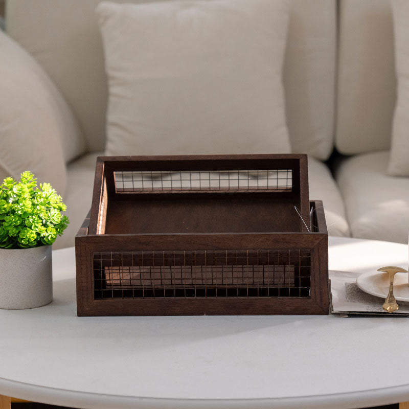 Wooden Storage Box with Metal Grid | Kelmera