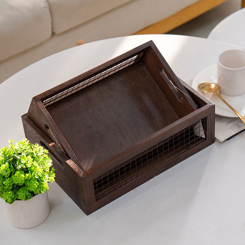 Wooden Storage Box with Metal Grid | Kelmera