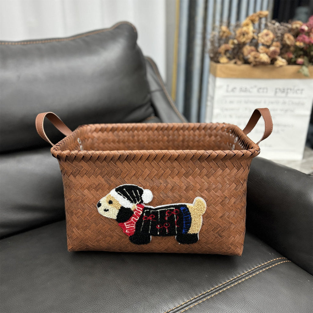 Woven Storage Basket Gray Red | Kelmera