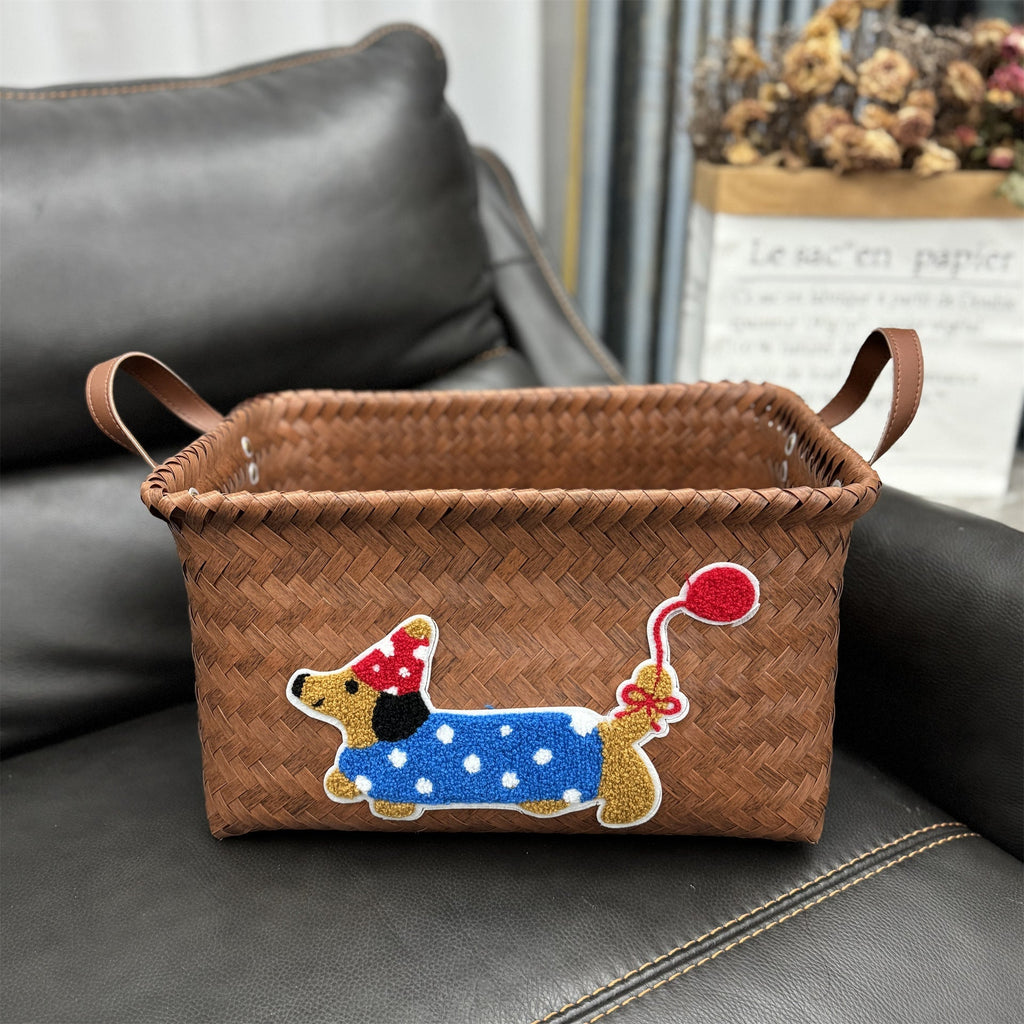 Woven Storage Basket Gray Red | Kelmera