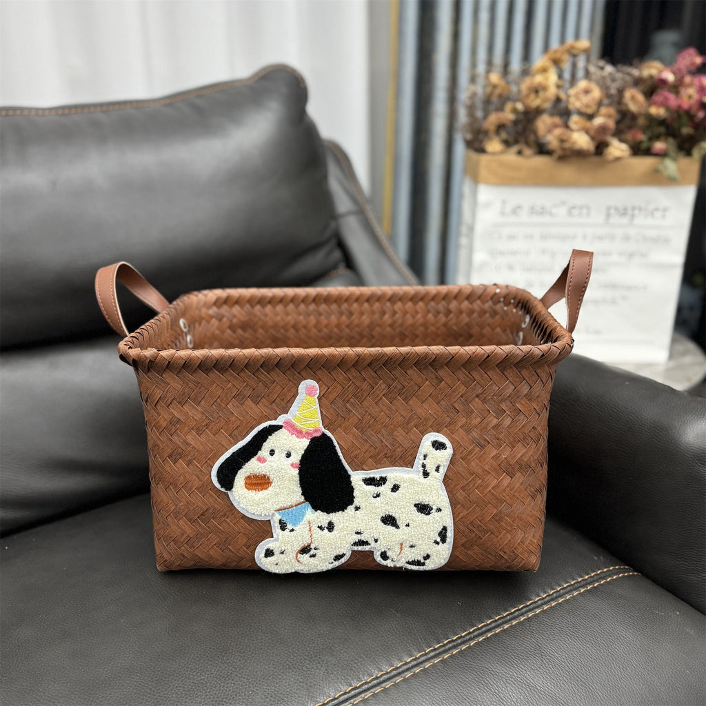 Woven Storage Basket Gray Red | Kelmera