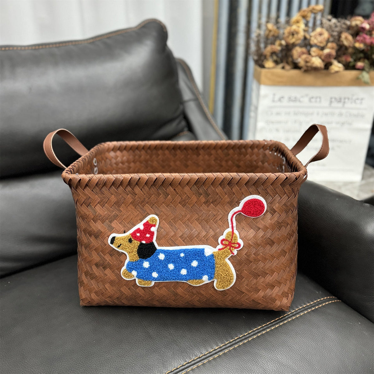 Woven Storage Basket Gray Red | Kelmera