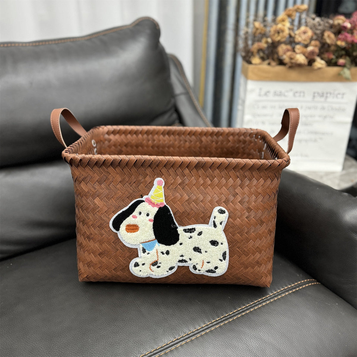 Woven Storage Basket Gray Red | Kelmera