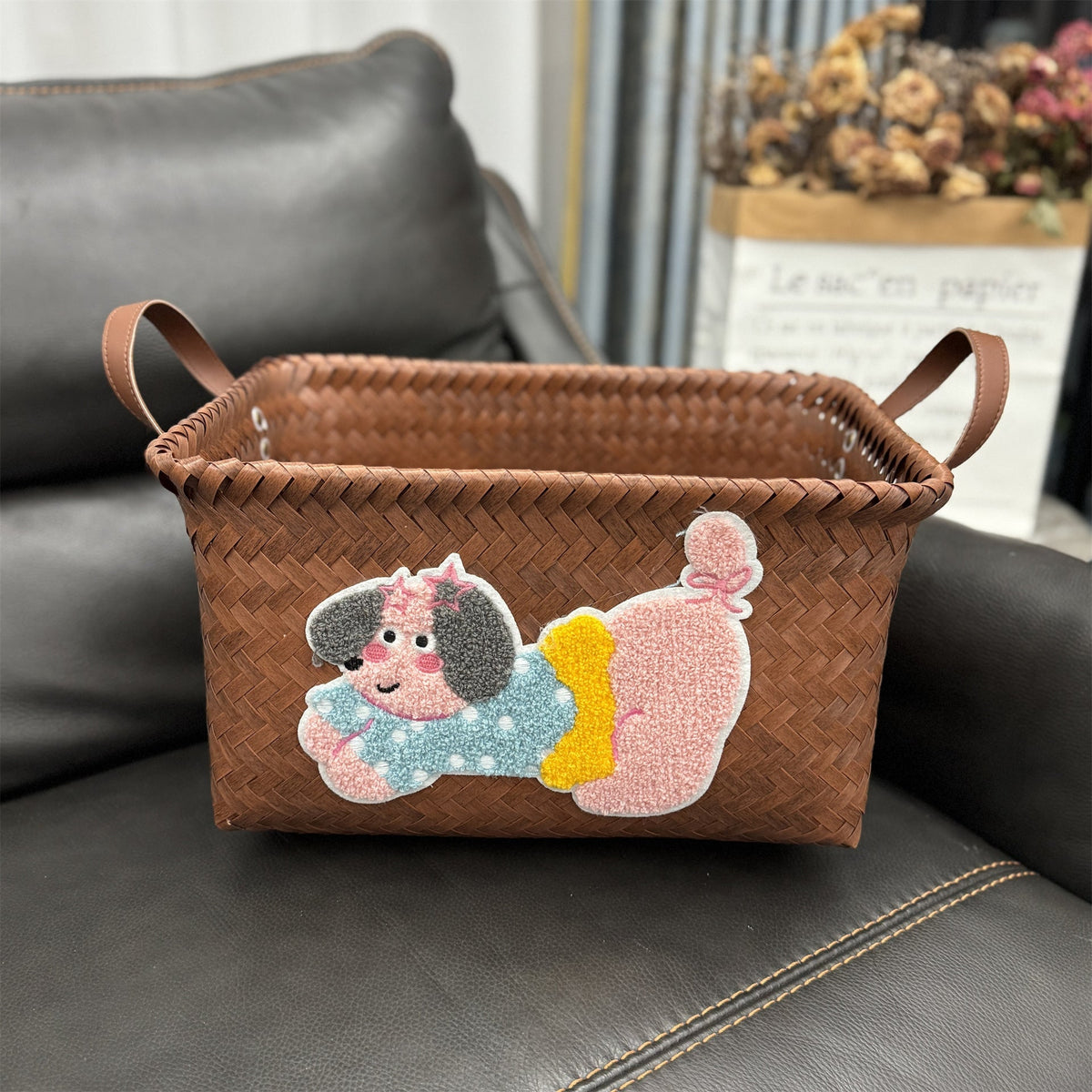 Woven Storage Basket Gray Red | Kelmera