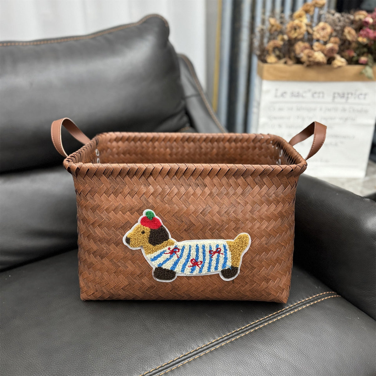 Woven Storage Basket Gray Red | Kelmera