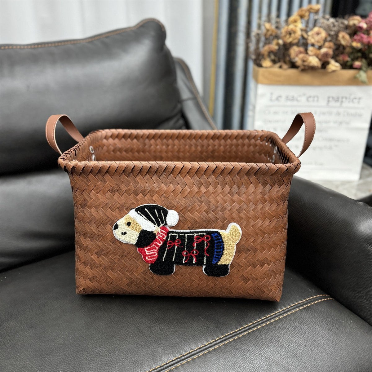 Woven Storage Basket Gray Red | Kelmera