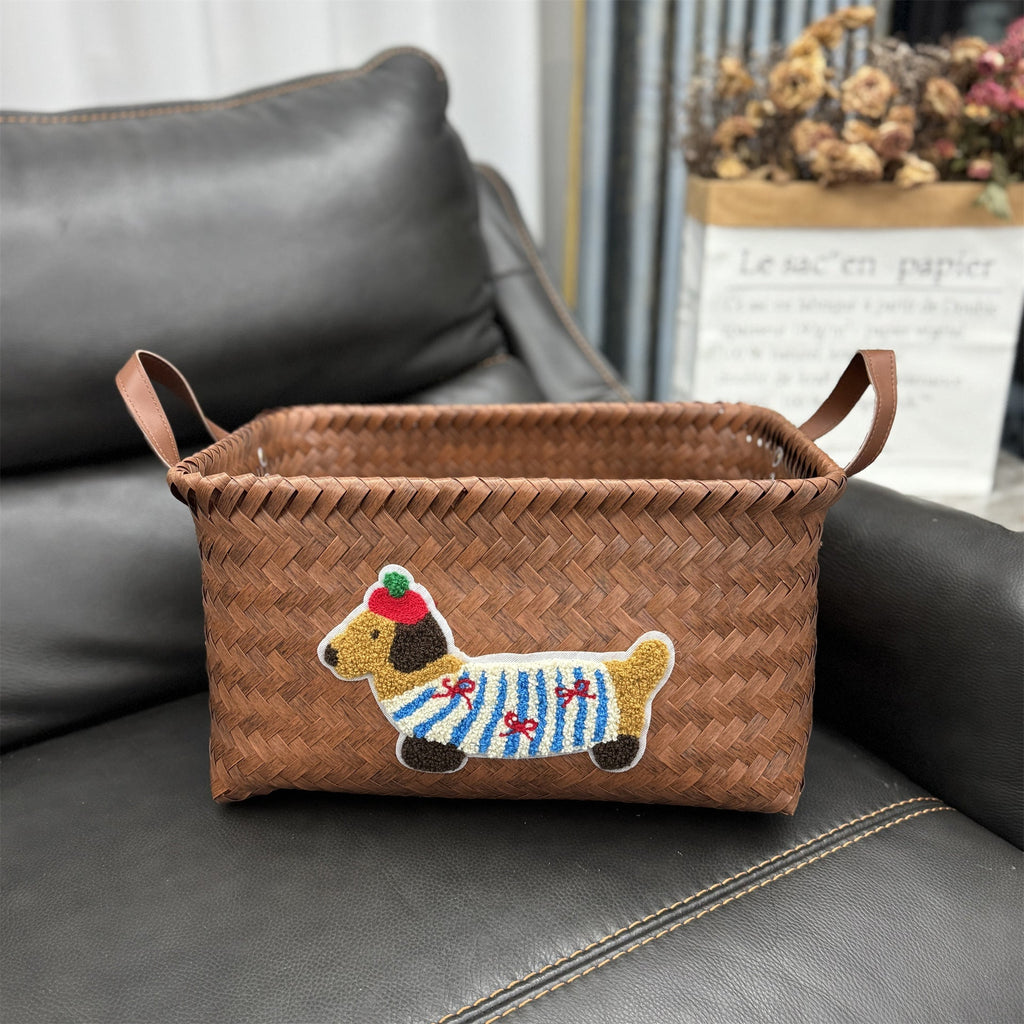 Woven Storage Basket Gray Red | Kelmera