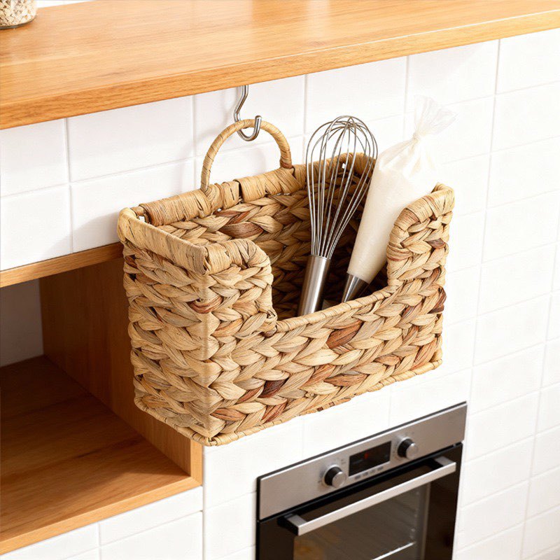 Woven Storage Basket with Handles 11.81 × 4.33 × 7.87 Inch | Kelmera