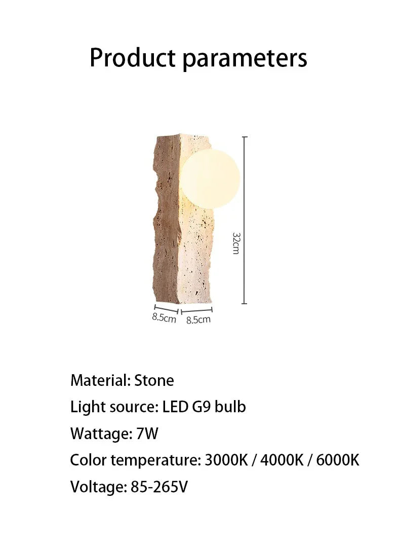 Zelstara Travertine Wall Lamp